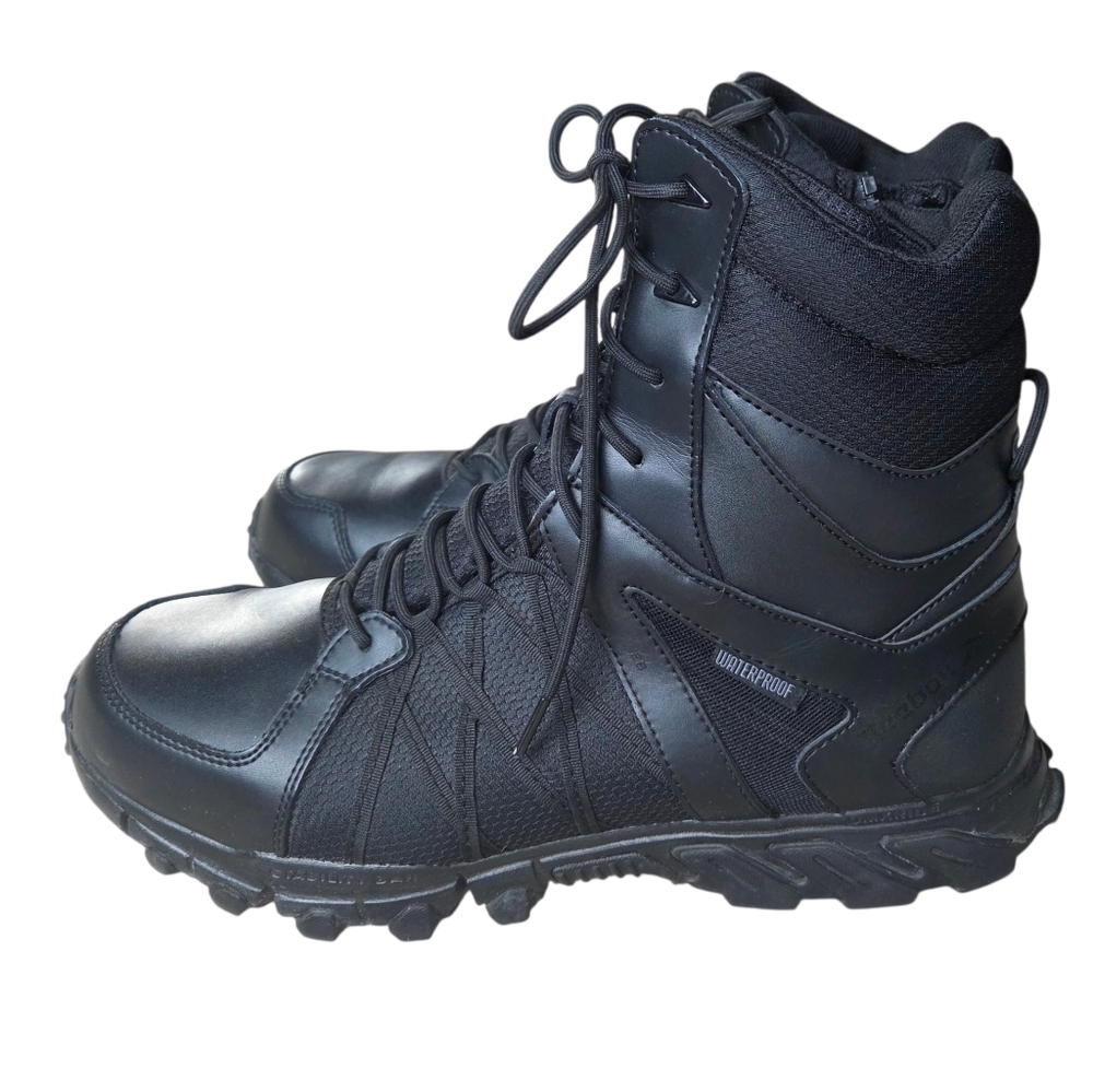 Reebok Trailgrip Tactical Mens 8" Leather Waterproof Insulated Boots Black Sz 15